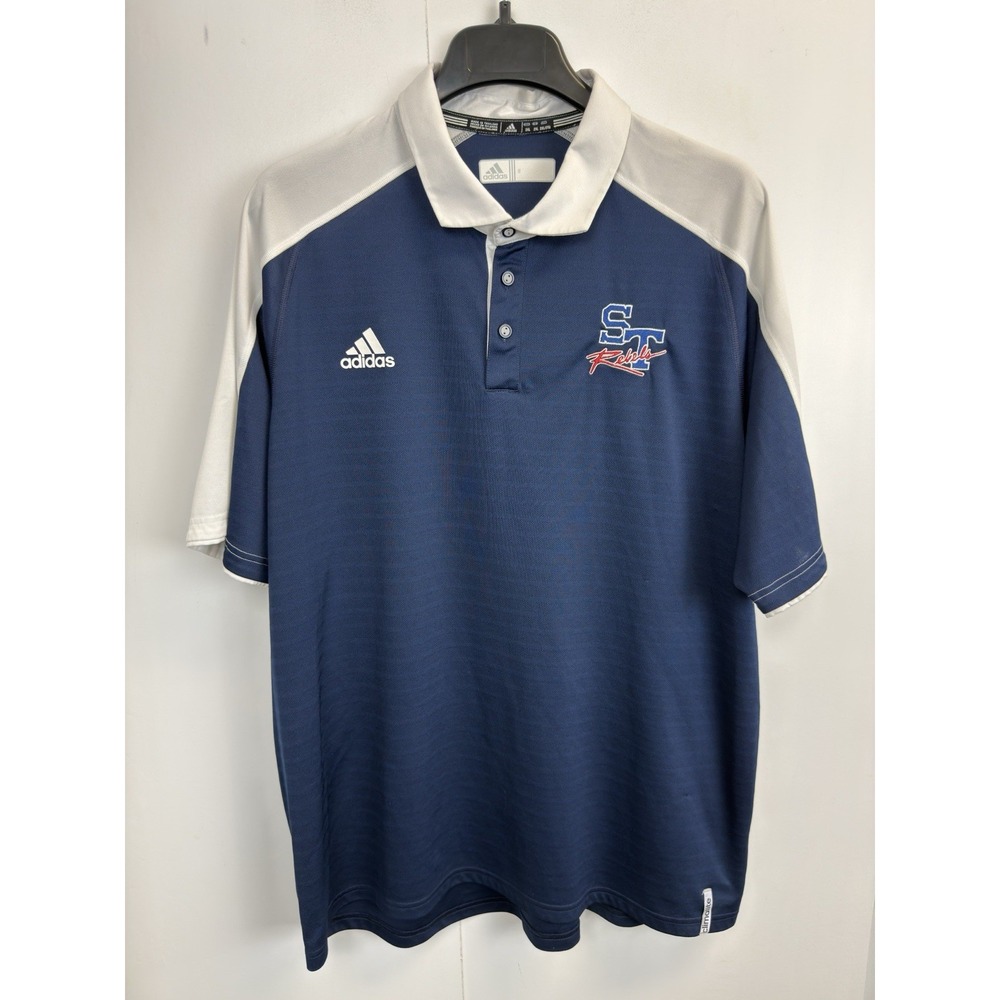 Adidas Climalite Performance Navy Blue/ White Polo ST Rebels Shirt Mens‎ 2XL